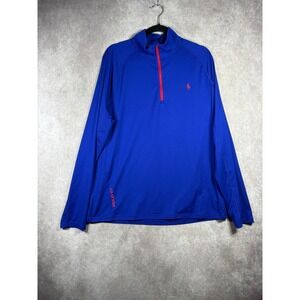 Polo Ralph Lauren Performance Jersey Quarter Zip Pullover Mens Size Large Blue